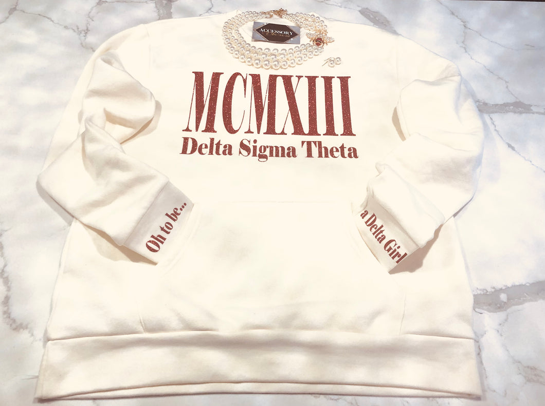 Roman Numeral Cream Delta Sweatshirt